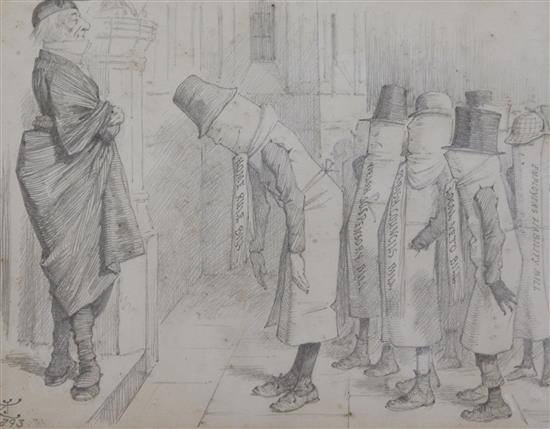 Sir John Tenniel (1820-1914) Back to School or Dr Gladstone and his young friends 6 x 8in.